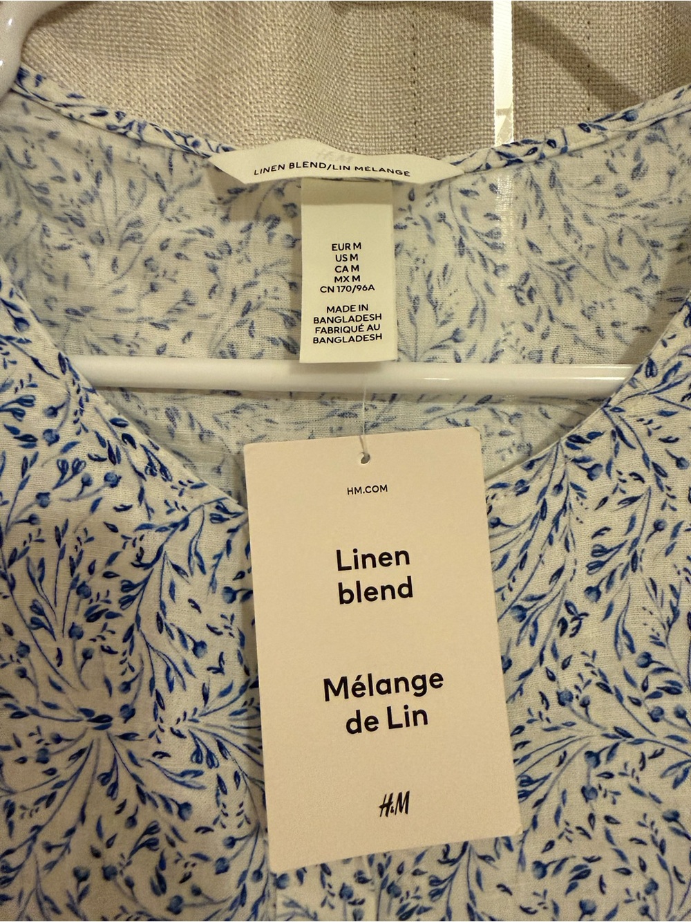 New H&M Linen Blend Floral Top M - Picture 2 of 4